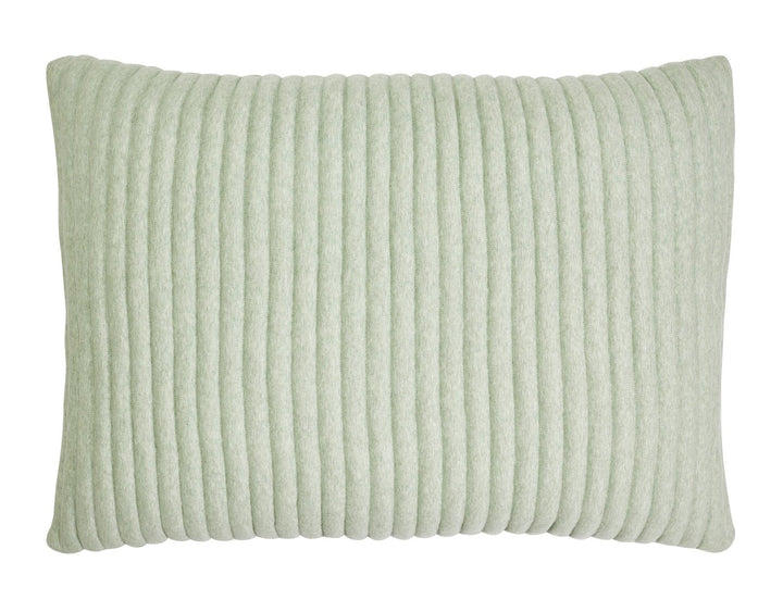 SS-370-2026_1|Modern light green ribbed throw pillow. Soft textured decorative accent for sofa or bed decor.