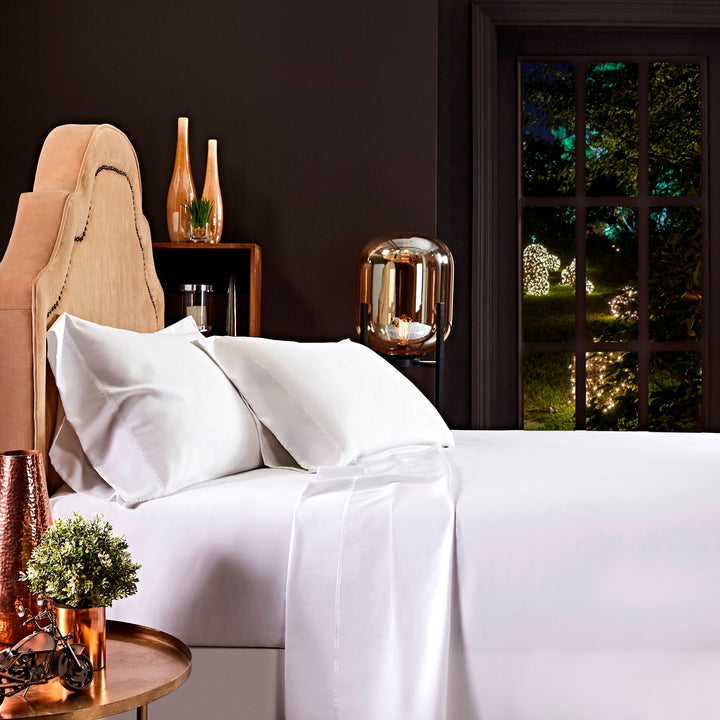 CSS-509-7284_1|Silky soft 100% Lyocell sheets in pristine white, offering luxurious comfort and sustainable, breathable bedding.