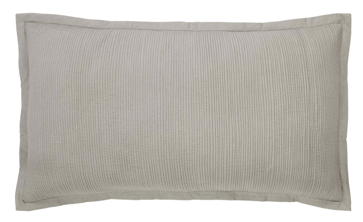 KS-162-2036_1|Elegant light grey quilted coverlet pillow sham, featuring a subtle ribbed pattern for a minimalist, comfortable aesthetic.