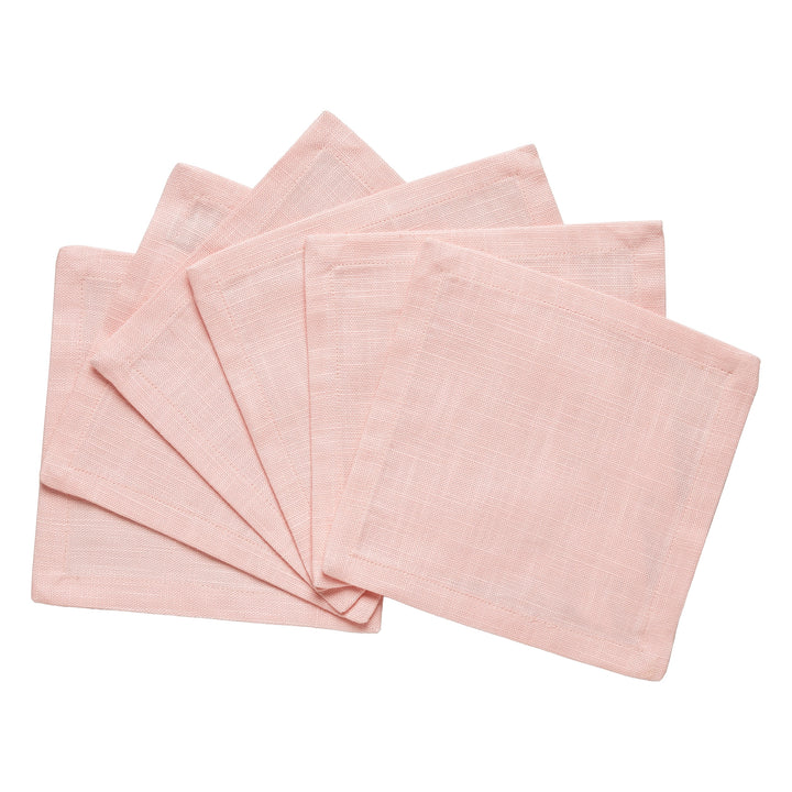 CNP-4910-66_2|Elegant fan of blush pink linen napkins arranged neatly on a clean white background, ideal for sophisticated table settings.