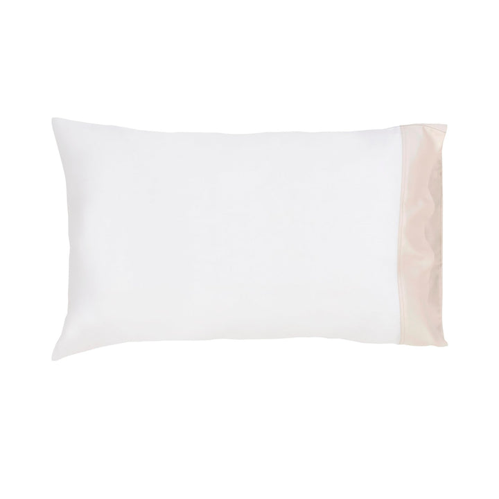 ASP-512-2032_1|Single 100% Lyocell sheet in elegant off-white with a subtle blush trim, perfect for soft, breathable, and eco-friendly bedding.