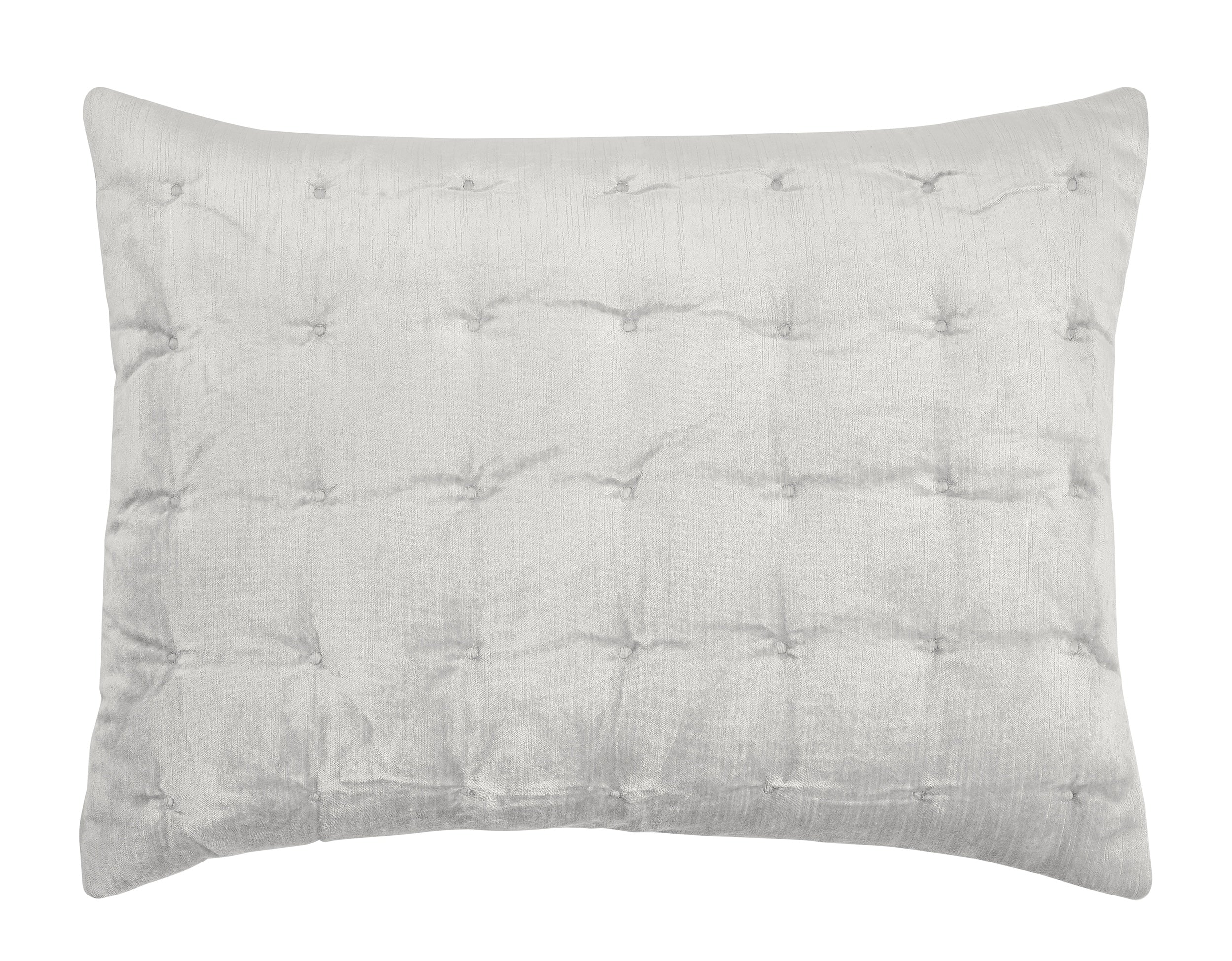 SS-306-2026_1|Elegant light gray quilted sham with classic tufted buttons, providing a sophisticated texture and comfortable addition to any quilt set.