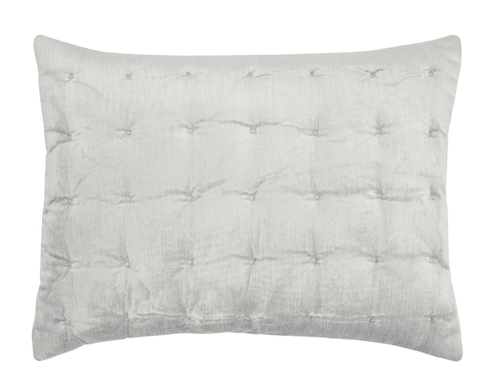 SS-306-2026_1|Elegant light gray quilted sham with classic tufted buttons, providing a sophisticated texture and comfortable addition to any quilt set.