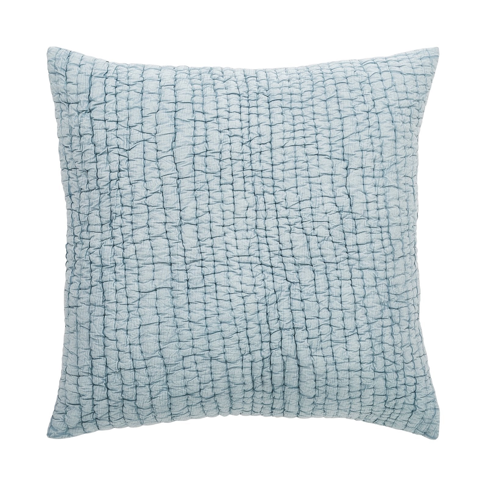 ES-315-2626_1|Light blue quilted sham with a unique crumpled grid texture. Adds a charming, cozy and relaxed feel to any bed.