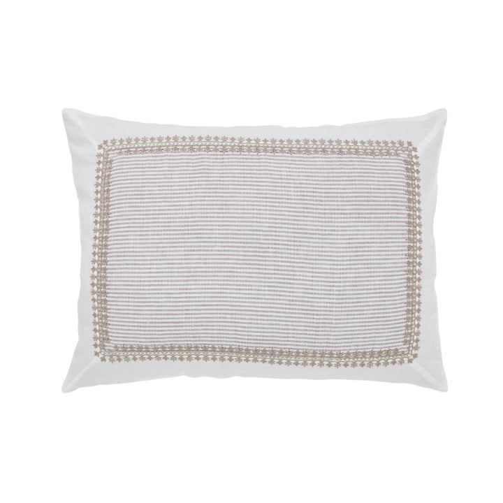 SS-031-2026_1|Elegant white duvet cover featuring a delicate embroidered border and subtle woven striped texture. Sophisticated style.