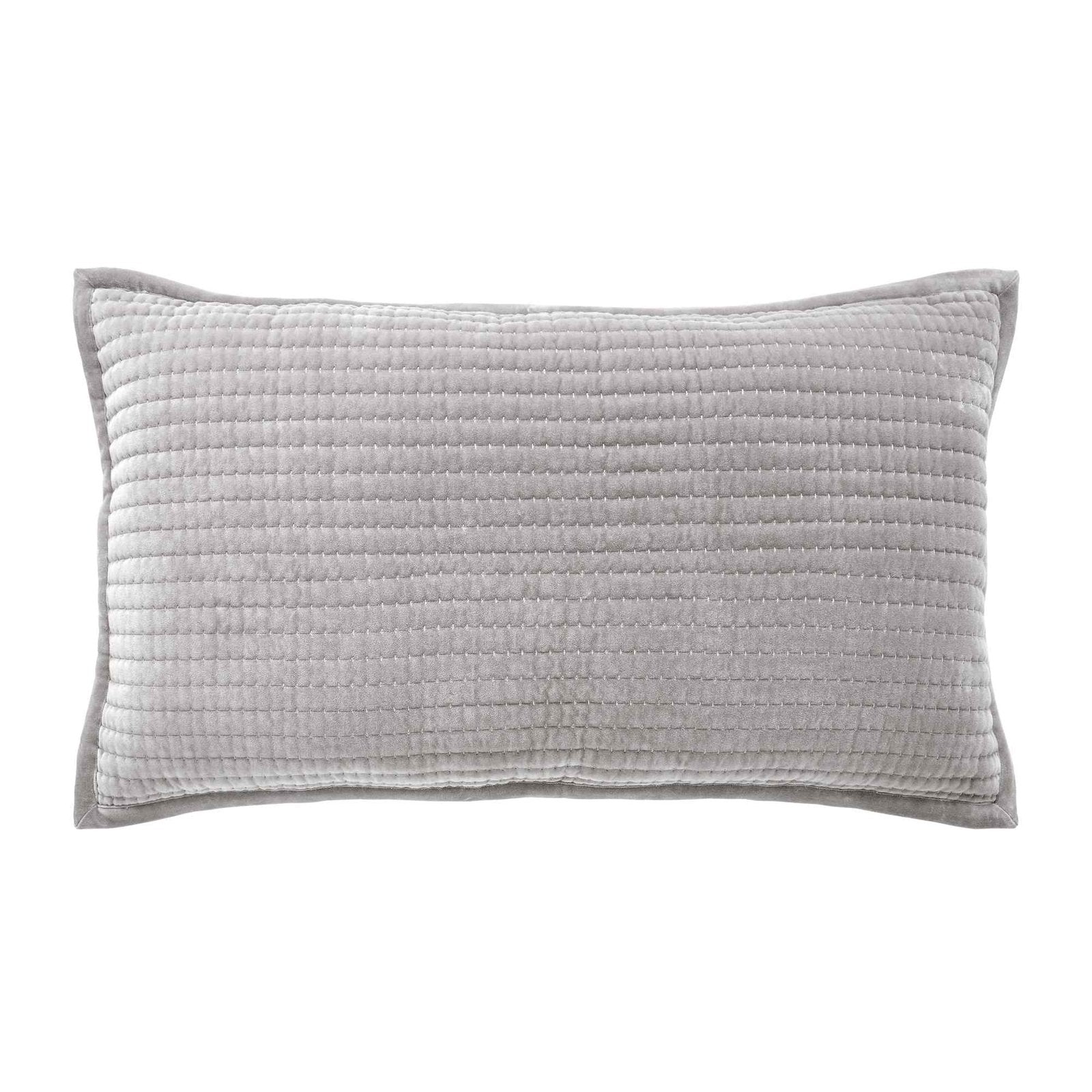 KS-188-2036_1|Light grey velvet rectangular quilted sham, adding a soft, textured accent and contemporary style to any bed.