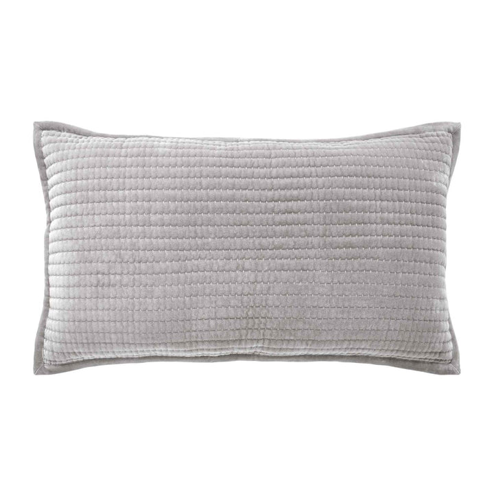 KS-188-2036_1|Light grey velvet rectangular quilted sham, adding a soft, textured accent and contemporary style to any bed.