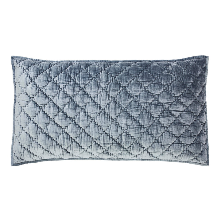 KS-341-2036-LOT1_1|Elegant light blue velvet quilt with a refined diamond criss-cross stitch pattern, perfect for adding texture and style.