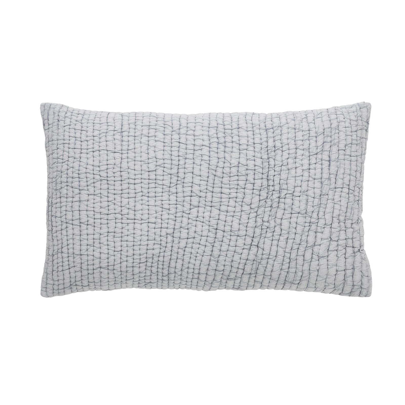 SS-316-2026_1|Light blue rectangular quilt with a distinct, uniformly ruched and smocked texture across its surface. Fine weave.