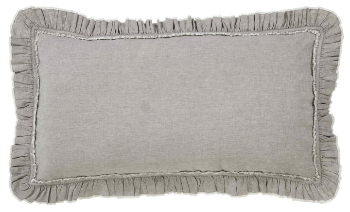 KS-019-2036_1|Grey linen ruffled duvet cover sham, stylish accent for modern, cozy, and elegant bedding, enhancing bedroom decor.