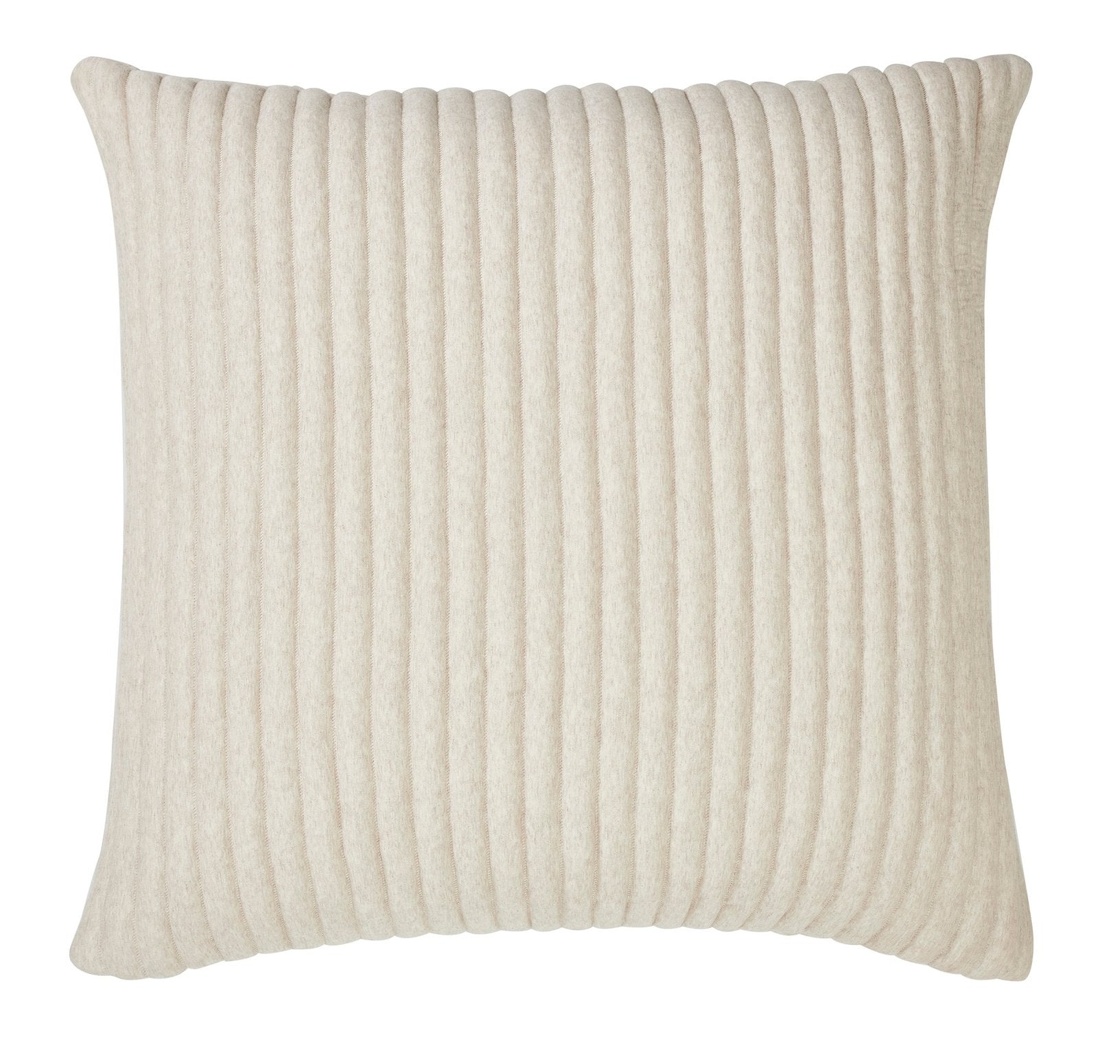 ES-368-2626_1|Cream ribbed square throw pillow. Textured off-white decorative cushion, ideal for modern sofa or bedroom decor.