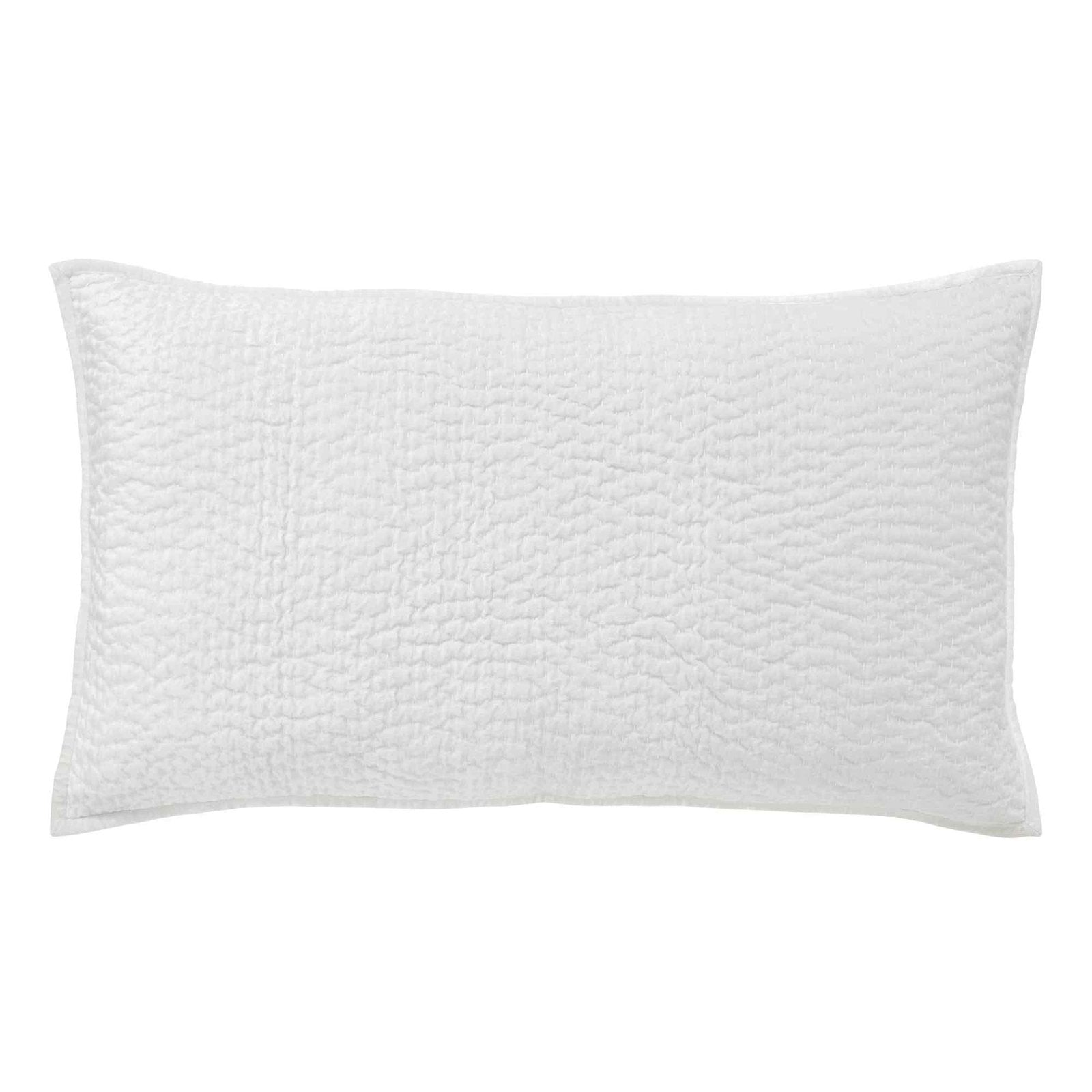 KS-182-2036_1|White quilted lumbar pillow sham with unique crinkled texture. Adds depth and a cozy, inviting feel to any bed or sofa.
