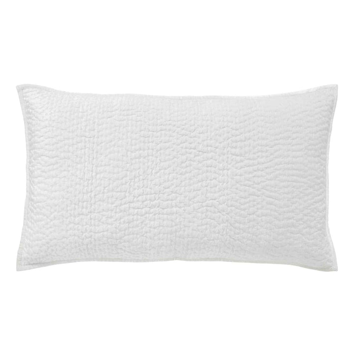 KS-182-2036_1|White quilted lumbar pillow sham with unique crinkled texture. Adds depth and a cozy, inviting feel to any bed or sofa.