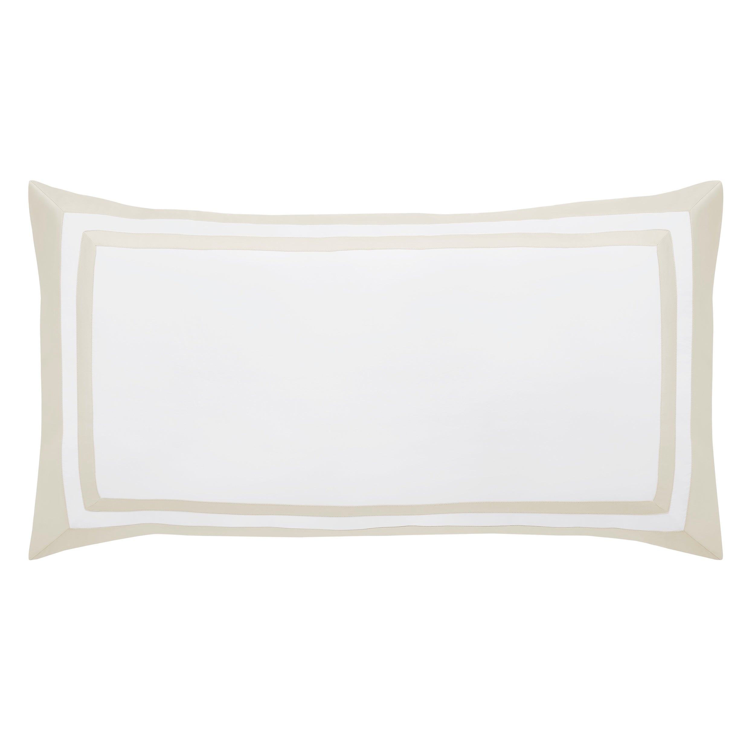 KS-061-2036_1|Elegant white duvet cover with subtle light beige double border detailing, offering sophisticated, luxurious bedroom decor.