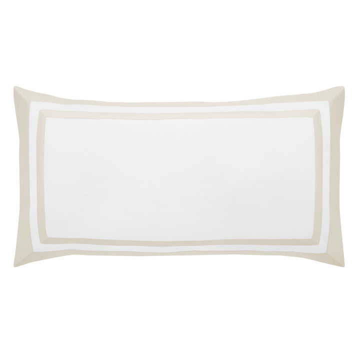 KS-061-2036_1|Elegant white duvet cover with subtle light beige double border detailing, offering sophisticated, luxurious bedroom decor.