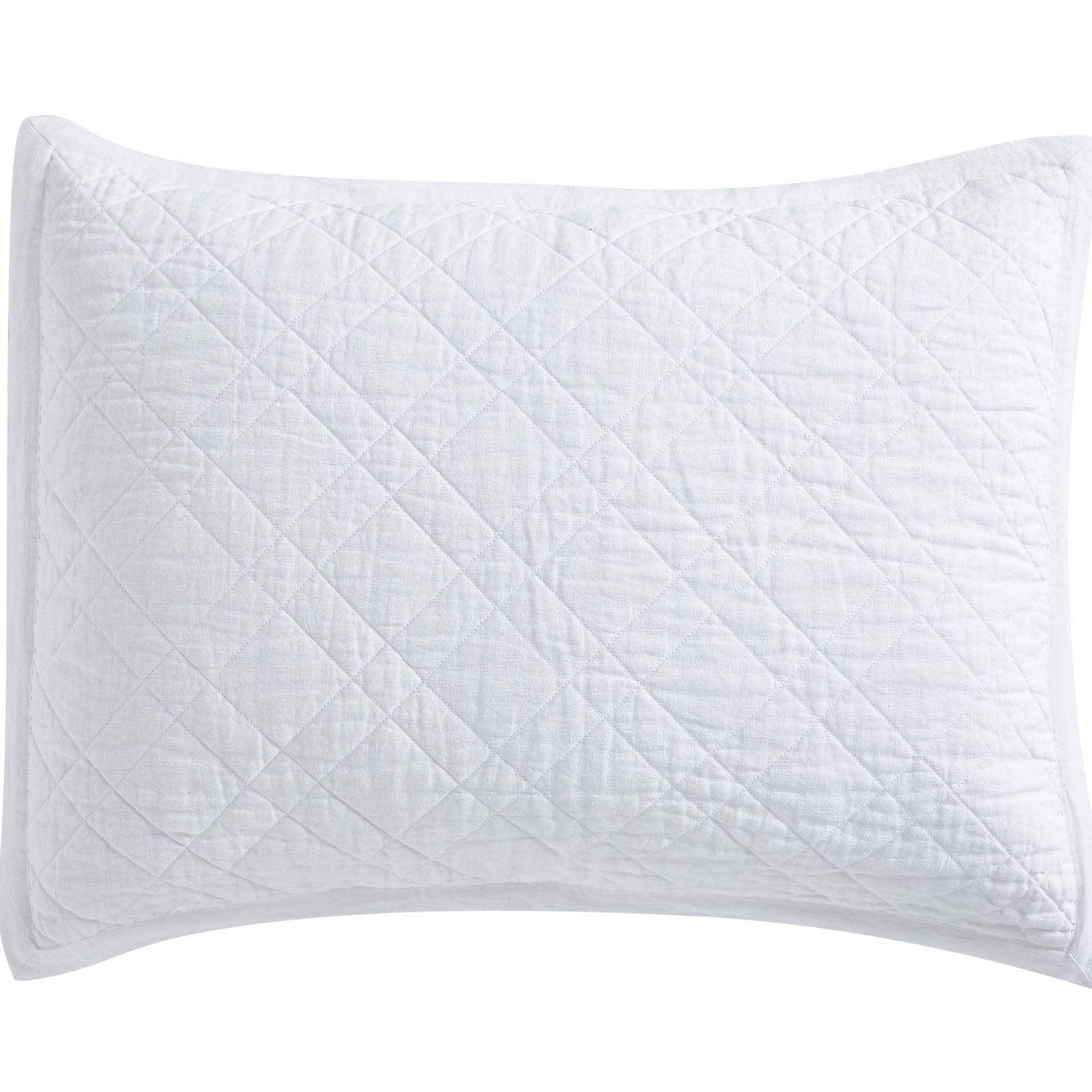 SS-253-X_1|Crisp white quilted pillow sham with diamond pattern, adding a classic touch to any elegant bedroom decor.