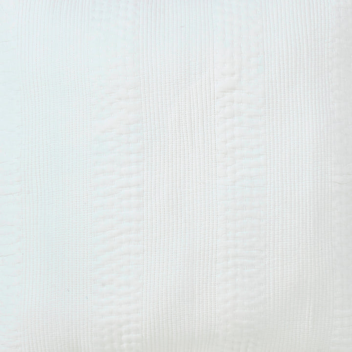 CL-163-9496_2|Close-up of a crisp white coverlet, showcasing its subtle, finely textured pattern and elegant, clean aesthetic.