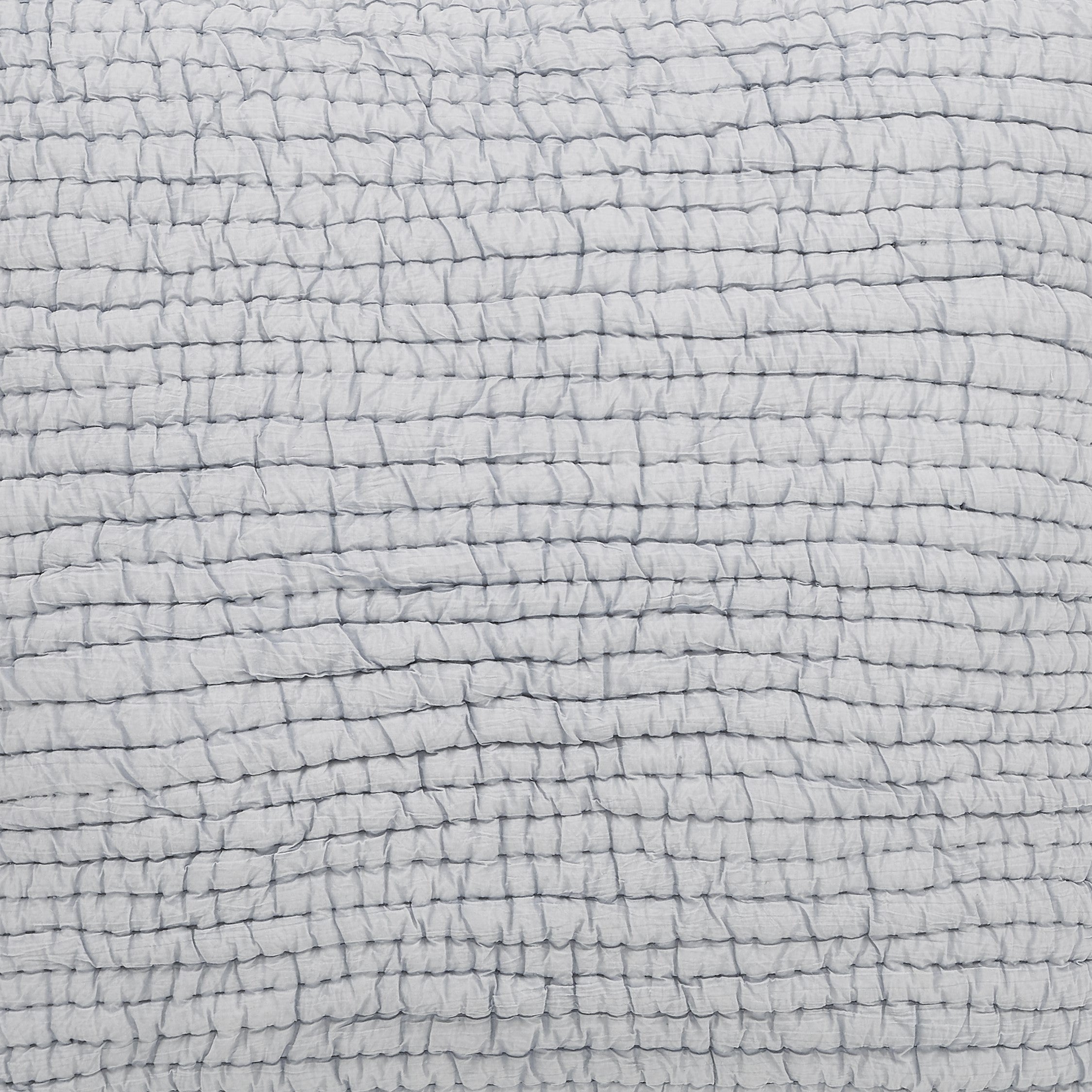 KS-316-2036_2|Pale grey ruched quilt with intricate small square smocked texture, offering a soft, airy feel and contemporary bedroom style.