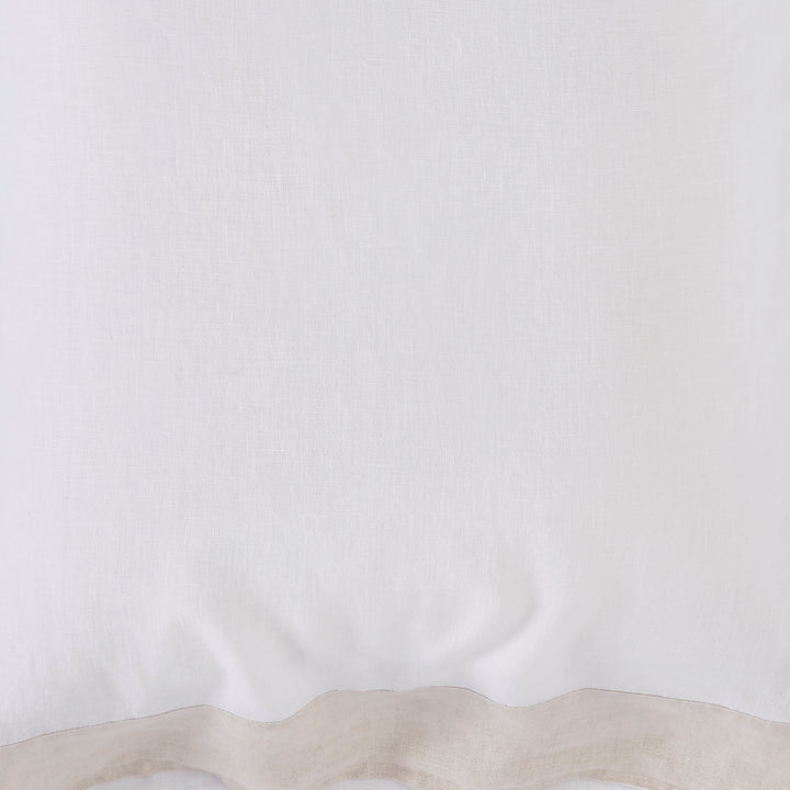SWT-517-7.8_1|Elegant off-white linen-blend fabric with a subtle texture and a sophisticated light beige border trim at the bottom edge.