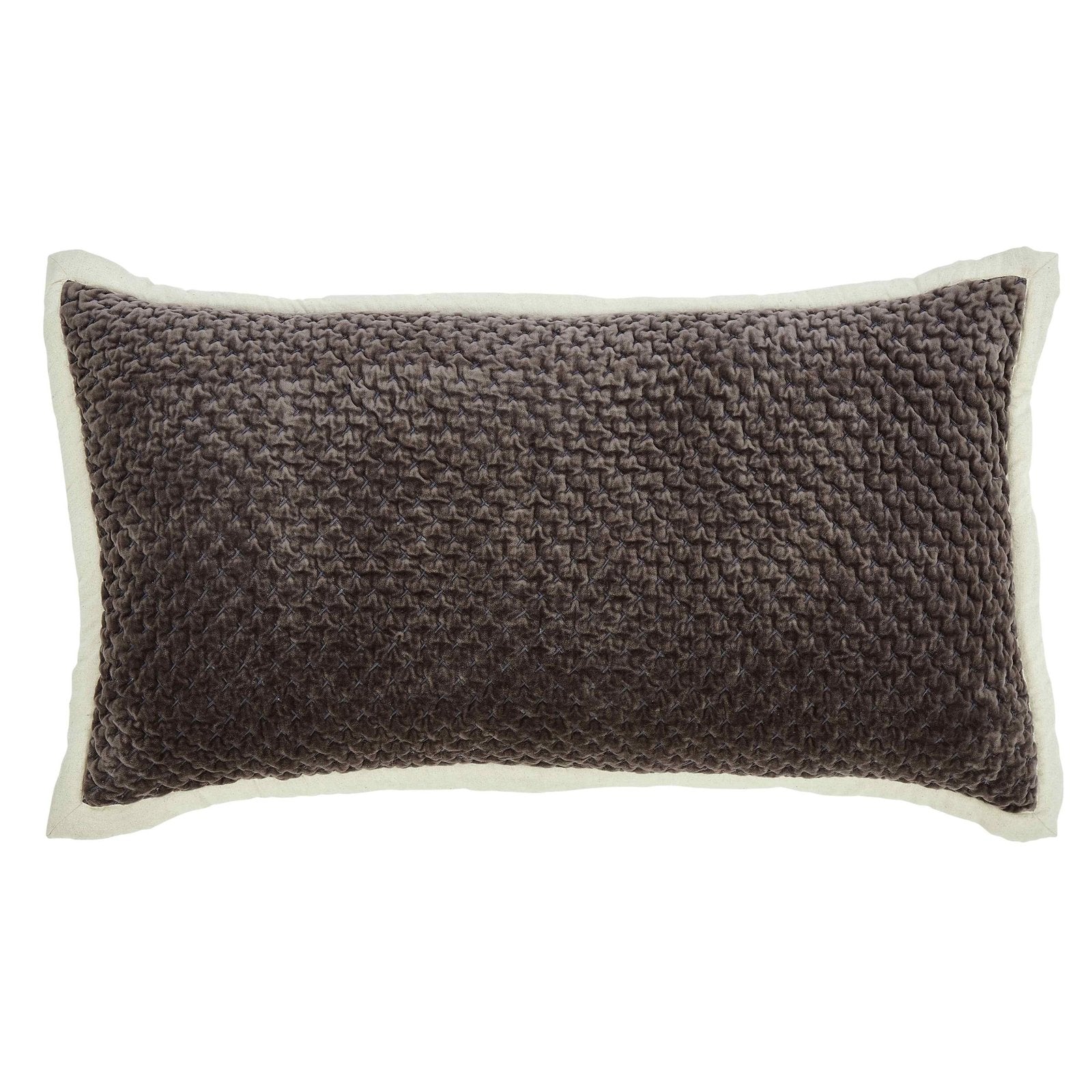 KS-329-2036_1|Dark grey textured lumbar decorative pillow, plush and soft. Perfect for added comfort and support.