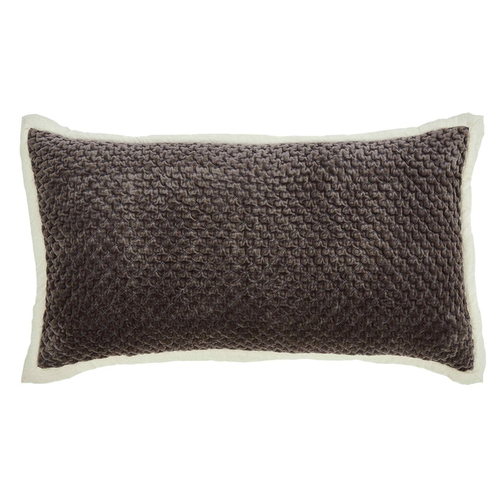 KS-329-2036_1|Dark grey textured lumbar decorative pillow, plush and soft. Perfect for added comfort and support.