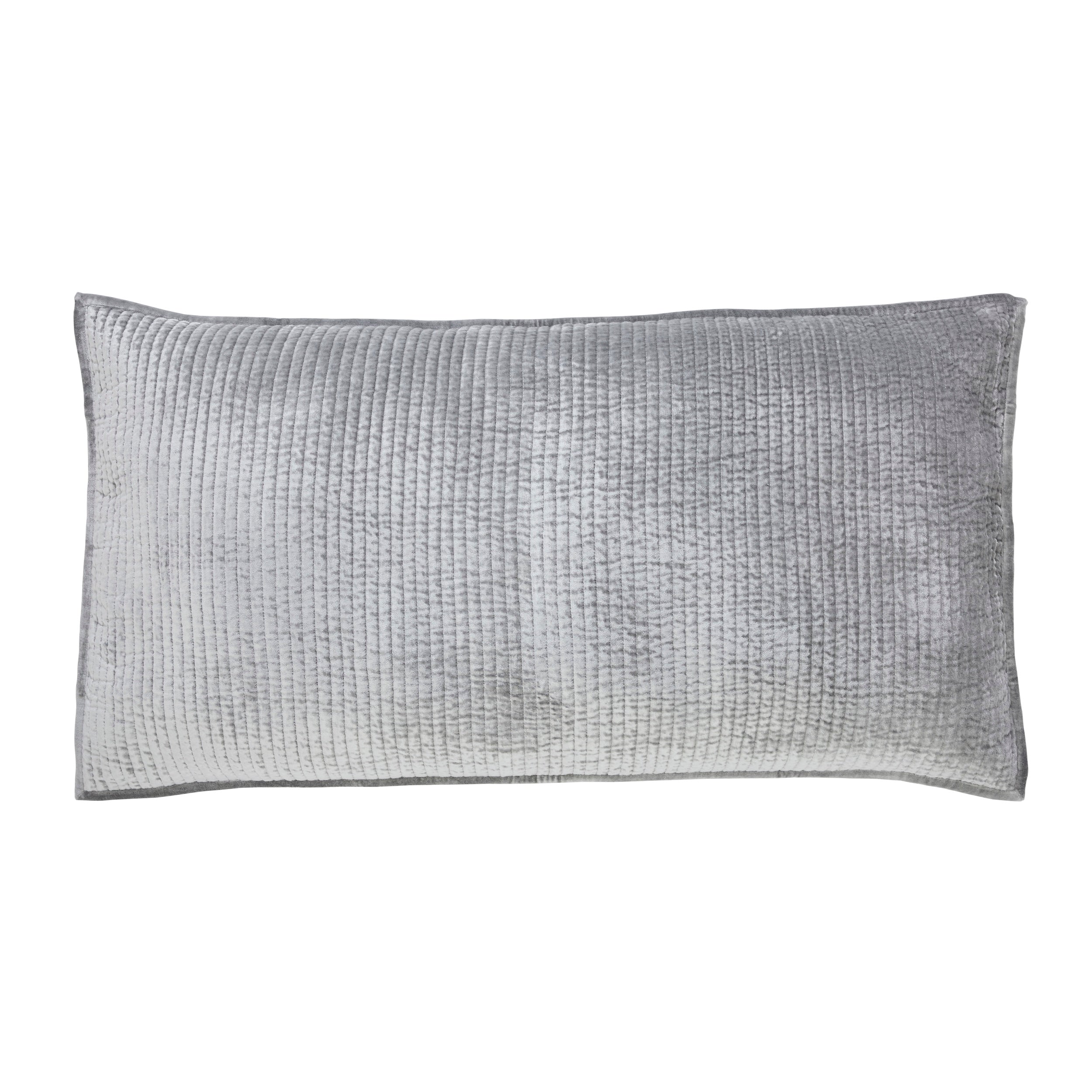 KS-169-2036_1|Plush light grey quilted coverlet with a rich velvet texture, perfect for adding luxurious warmth and style.