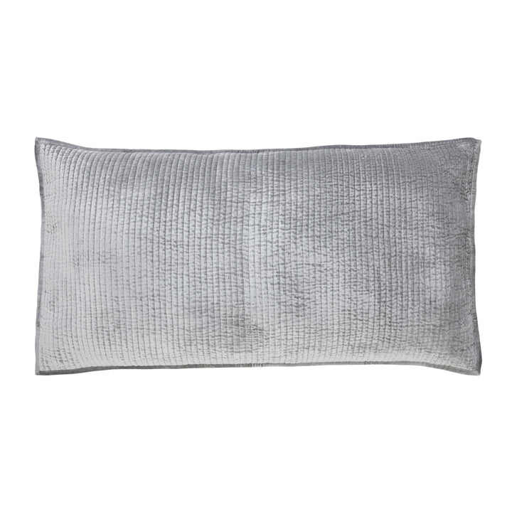 KS-169-2036_1|Plush light grey quilted coverlet with a rich velvet texture, perfect for adding luxurious warmth and style.