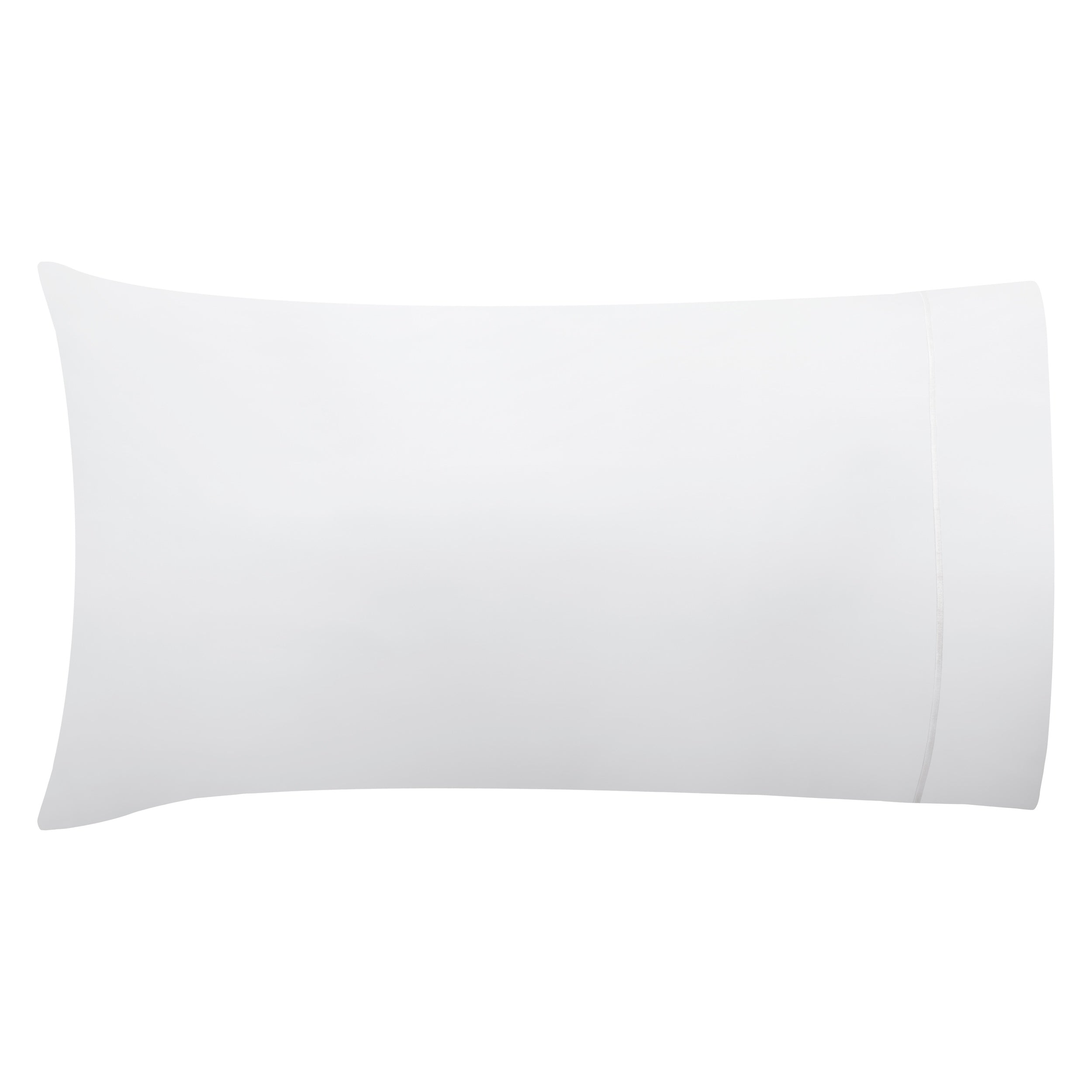 ASP-533-2032_1|Elegant single white 100% cotton pillowcase featuring subtle grey trim, perfect for luxurious and comfortable sleep.