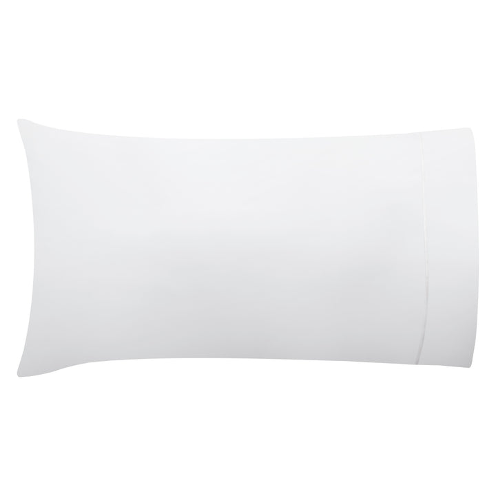 ASP-533-2032_1|Elegant single white 100% cotton pillowcase featuring subtle grey trim, perfect for luxurious and comfortable sleep.