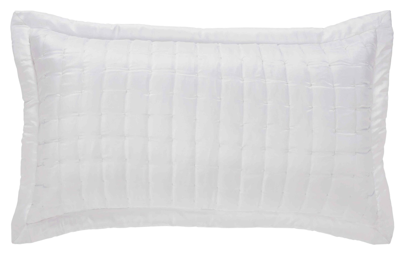 KS-332-2036_1|Crisp white satin quilt featuring a sophisticated square quilted pattern, provides a clean, elegant look and comfort.