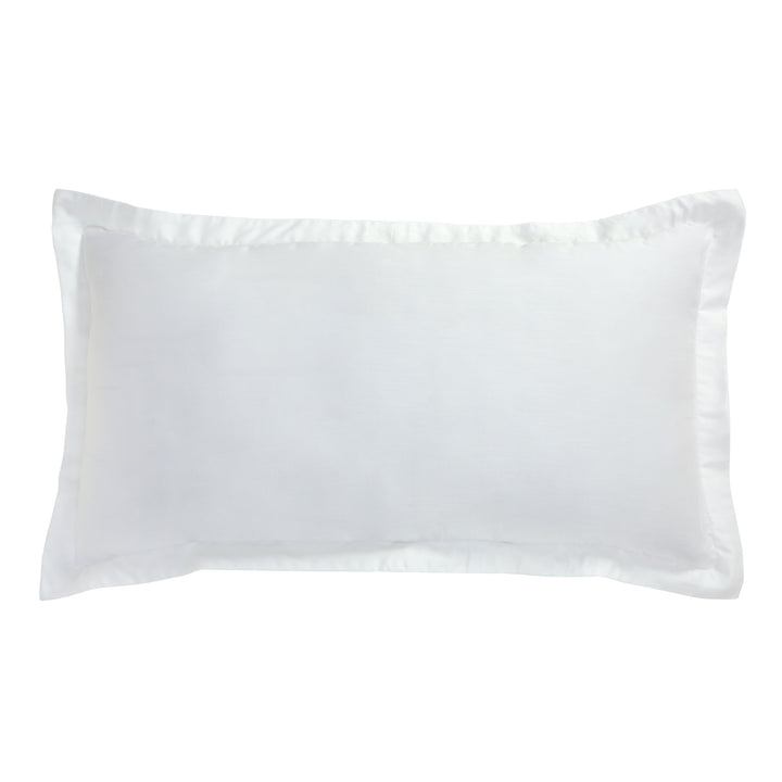 KS-045-2036_1|Crisp white sateen duvet cover, smooth luxurious finish, elegant ruffled edge detailing, premium and opulent bedroom linen.