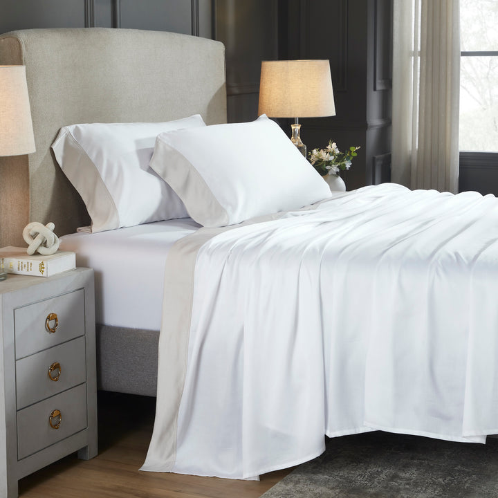 SSS-529-3880_1|Luxurious 100% Lyocell sheets, incredibly soft and silky, offering breathable comfort for a premium sleep experience.