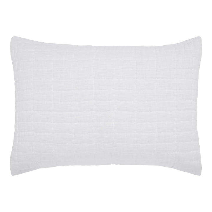 SS-372-2026_1|Crisp white textured pillow sham, featuring a sophisticated grid pattern, perfect for a fresh bedroom look.