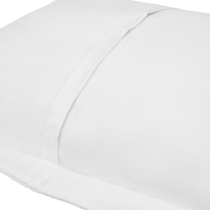SS-268-2026_2|Smooth pristine white cotton coverlet, offering a clean, crisp look and soft touch for a minimalist bedroom design. Versatile and elegant.