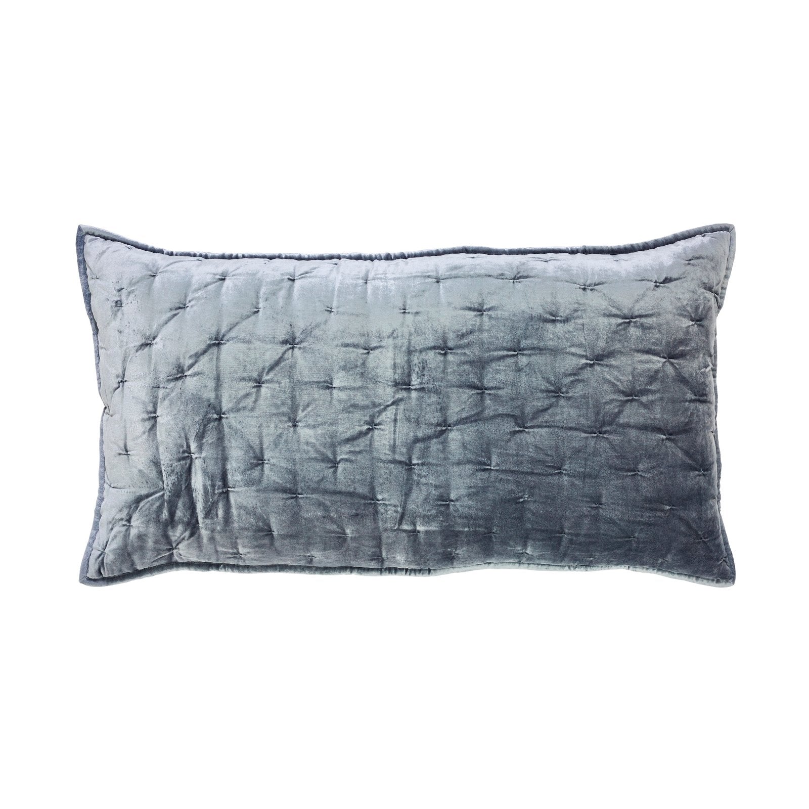 KS-336-2036_1|Plush blue rectangular quilted velvet decorative pillow, perfect for adding a touch of sophisticated style and comfort.
