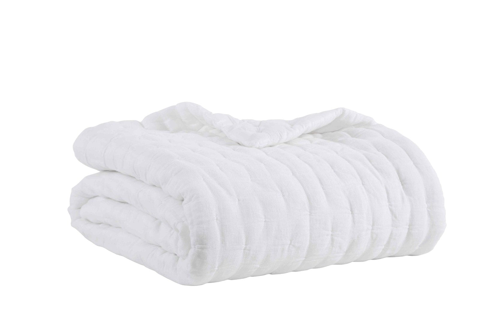 QT-319-9496_2|Soft white channel-quilted quilt, folded for a cozy and inviting appearance, perfect for a comfortable and stylish bedroom addition.