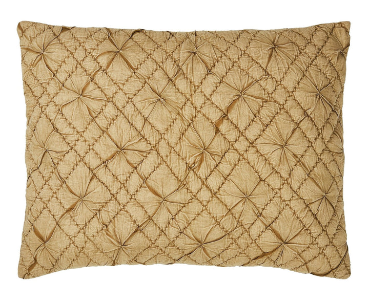 SS-364-2026_1|Close-up of a opulent gold pleated velvet decorative throw pillow, showcasing intricate texture for premium home decor.
