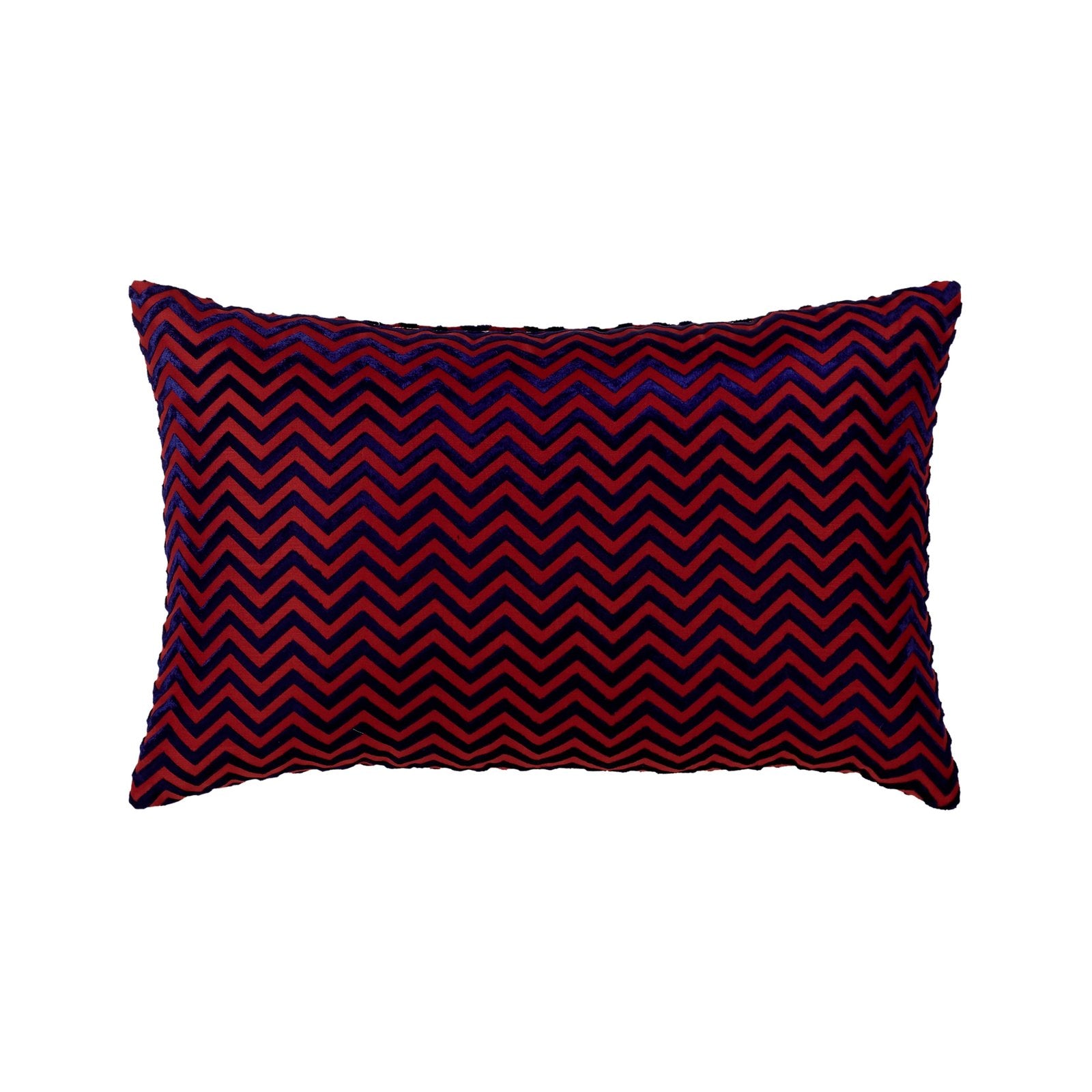 DP-1354-1422_1|Bold red and navy blue chevron patterned rectangular throw pillow, adding a vibrant pop of color to decor.