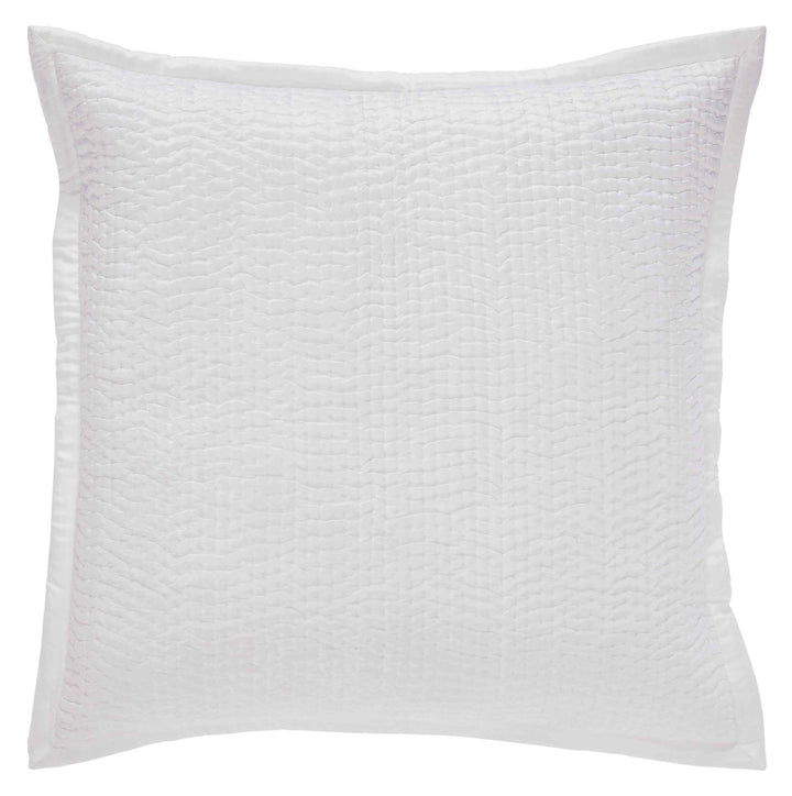 ES-165-2626_1|White quilted coverlet featuring a small, dense grid pattern with vertical stitching. Soft woven texture, finished with a plain flange border.
