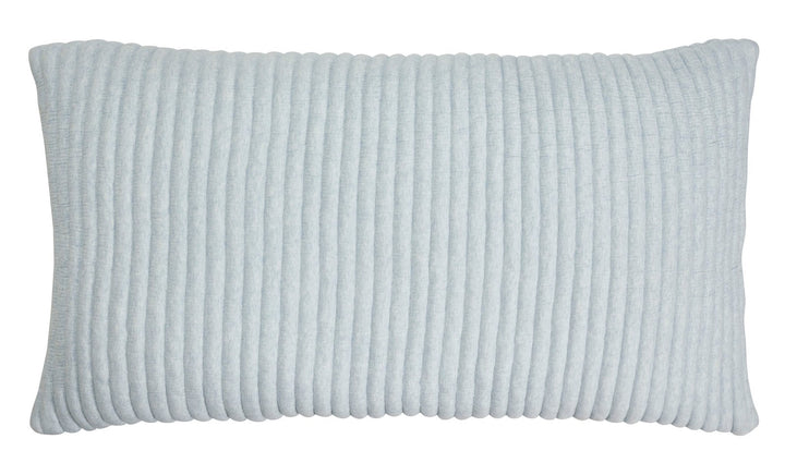 KS-369-2036_1|Serene light blue ribbed throw pillow. Cozy rectangular accent cushion perfect for adding texture and comfort.