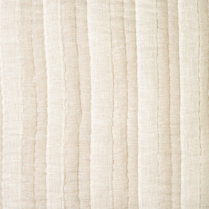 ES-318-2626_2|Cozy beige quilted fabric with a prominent vertical striped pattern. Creates an inviting and warm bedding aesthetic.