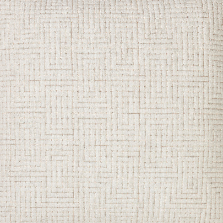 KS-259-2036_2|Neutral beige sophisticated coverlet, premium bedding with an intricate geometric labyrinth stitch pattern, adding a contemporary touch to decor.