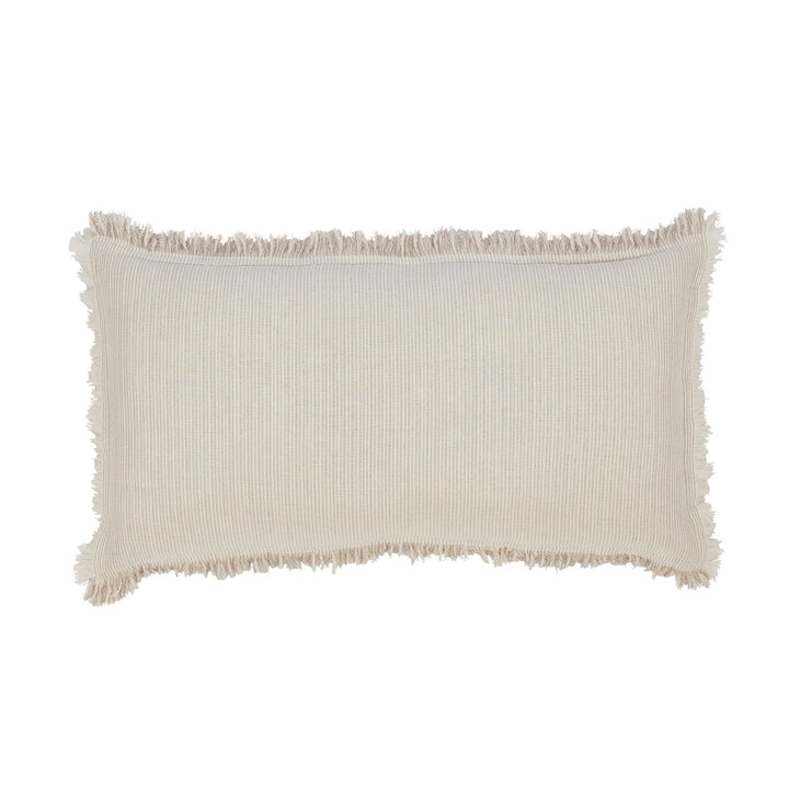 TP-114-1426_1|Rectangular natural-toned textured pillow with stylish fringe details. Adds a cozy, bohemian accent to any living space.