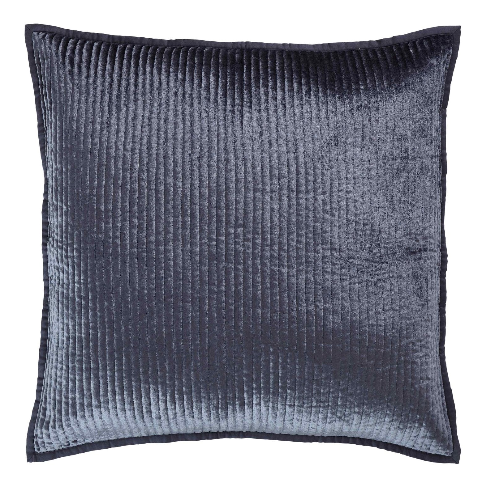 ES-159-2626_1|Deep blue-grey ribbed velvet coverlet, adds luxurious texture and rich color to any sophisticated bedroom.