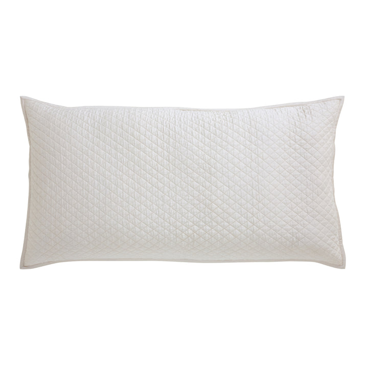 KS-265-2036_1|Off-white cream quilted coverlet featuring a delicate diamond pattern, ideal for a warm, classic bedroom aesthetic.