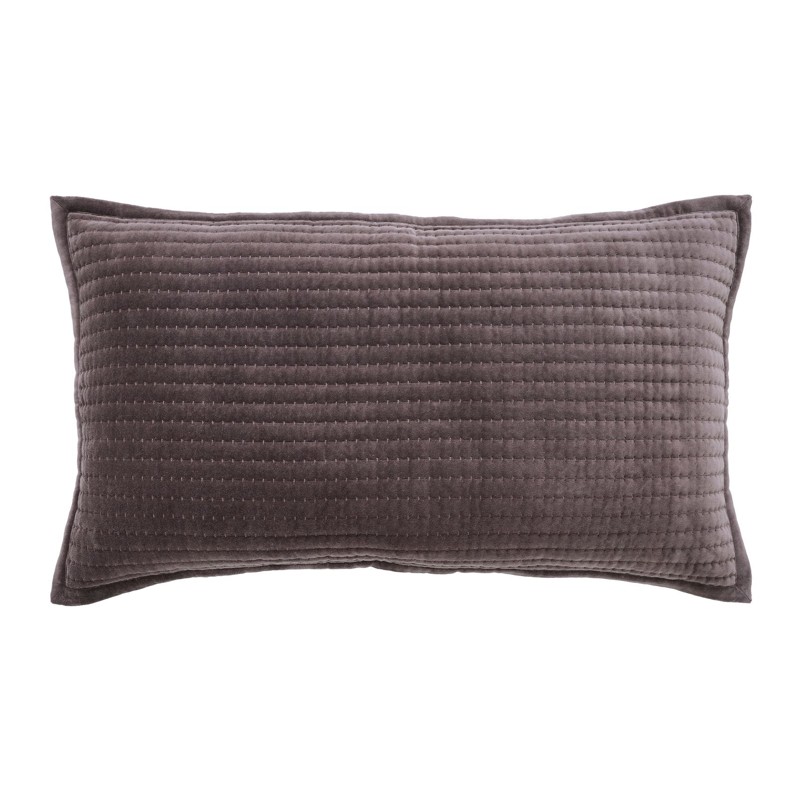 KS-186-2036_1|Versatile grey rectangular quilted pillow sham, offering a cozy texture and modern accent for any bedding.