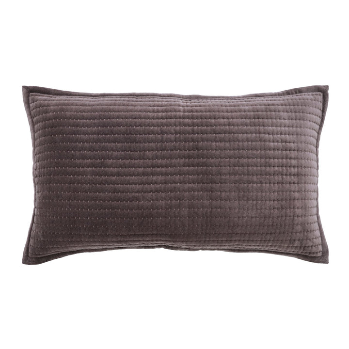 KS-186-2036_1|Versatile grey rectangular quilted pillow sham, offering a cozy texture and modern accent for any bedding.