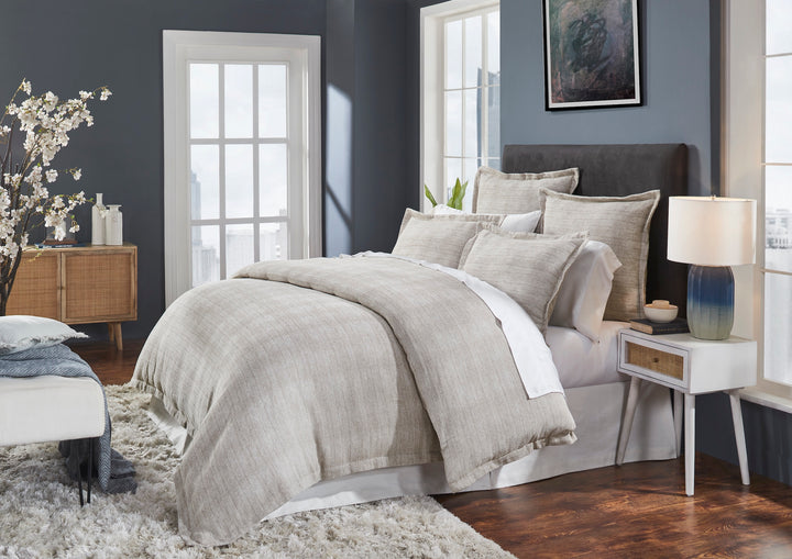 DT-033-9092_2|Modern beige textured duvet cover creating a chic focal point in a contemporary bedroom setting.