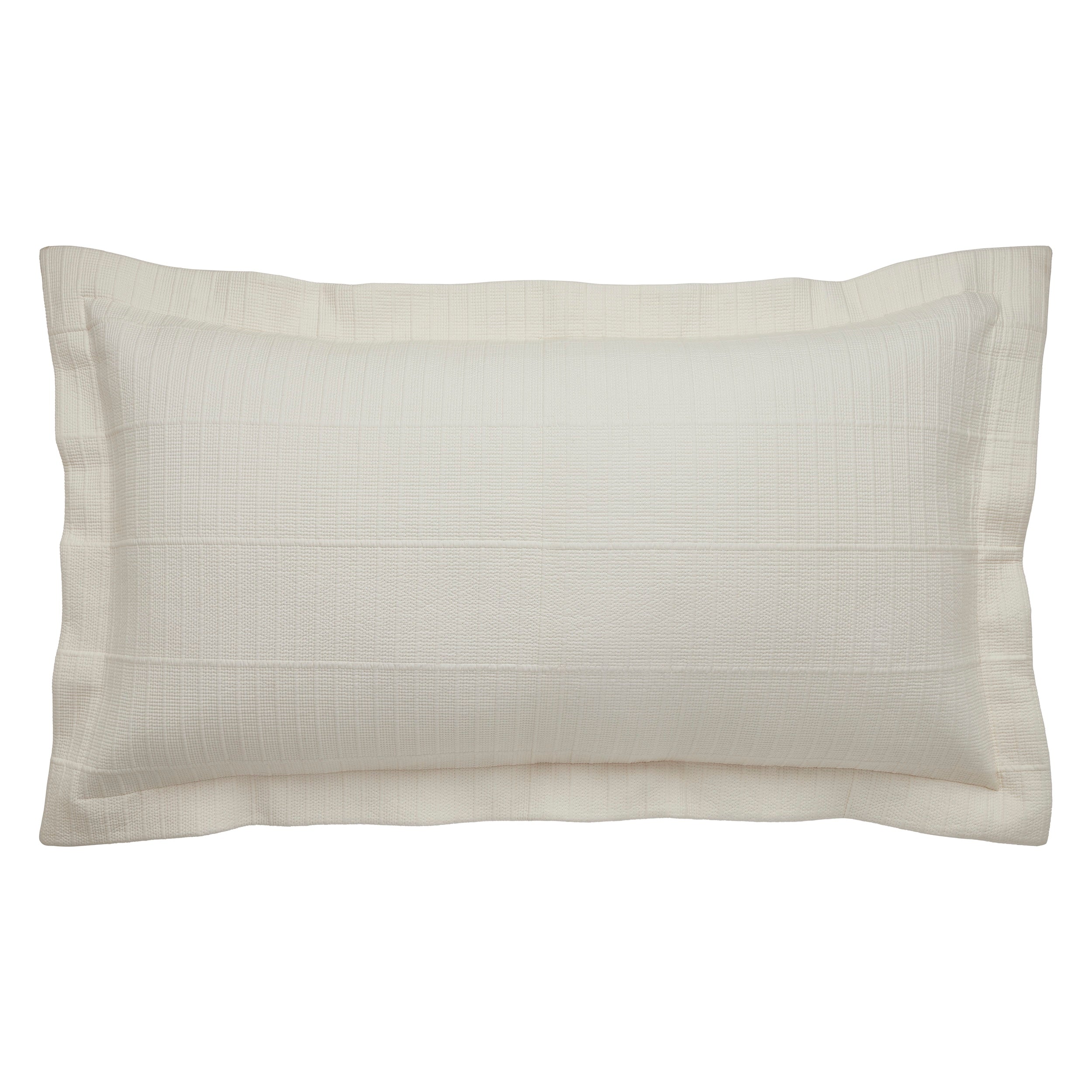 KS-271-2036_1|Elegant off-white textured woven coverlet pillow sham, featuring a subtle ribbed pattern for sophisticated bedroom styling.