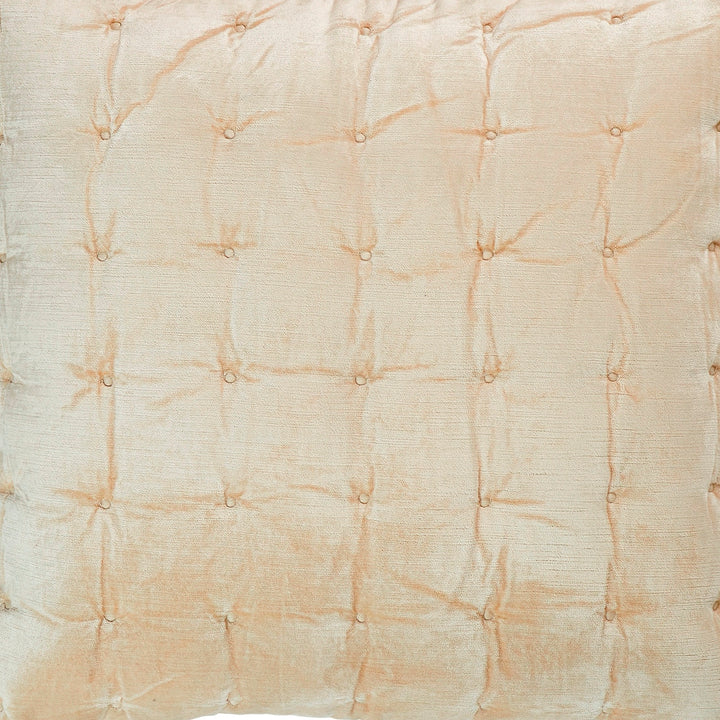 SWT-306-X_1|Close-up individual fabric swatch in soft peach-gold hue, featuring elegant tufted texture with subtle button detailing.